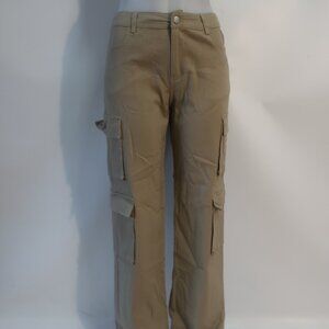 NWOT Womens Brooklyn Karma Khaki Wide-Leg (Item- 9) Utility Cargo Pants S